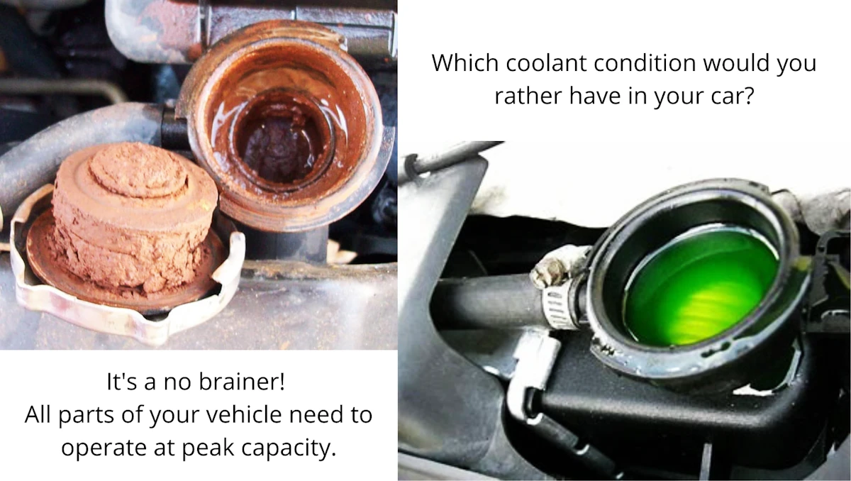 clean and dirty radiator coolant